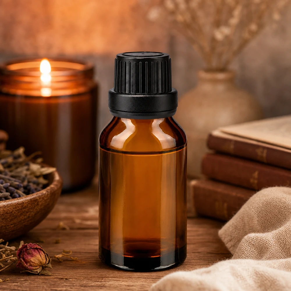 Apteekkipullo ruskea 15ml ruuvikorkki musta peukaloitava sulkeminen Aromaterapia-apteekkipullo, 15 ml, ruskeaa lasia, mustalla kierrekorkilla, eteerisille öljyille