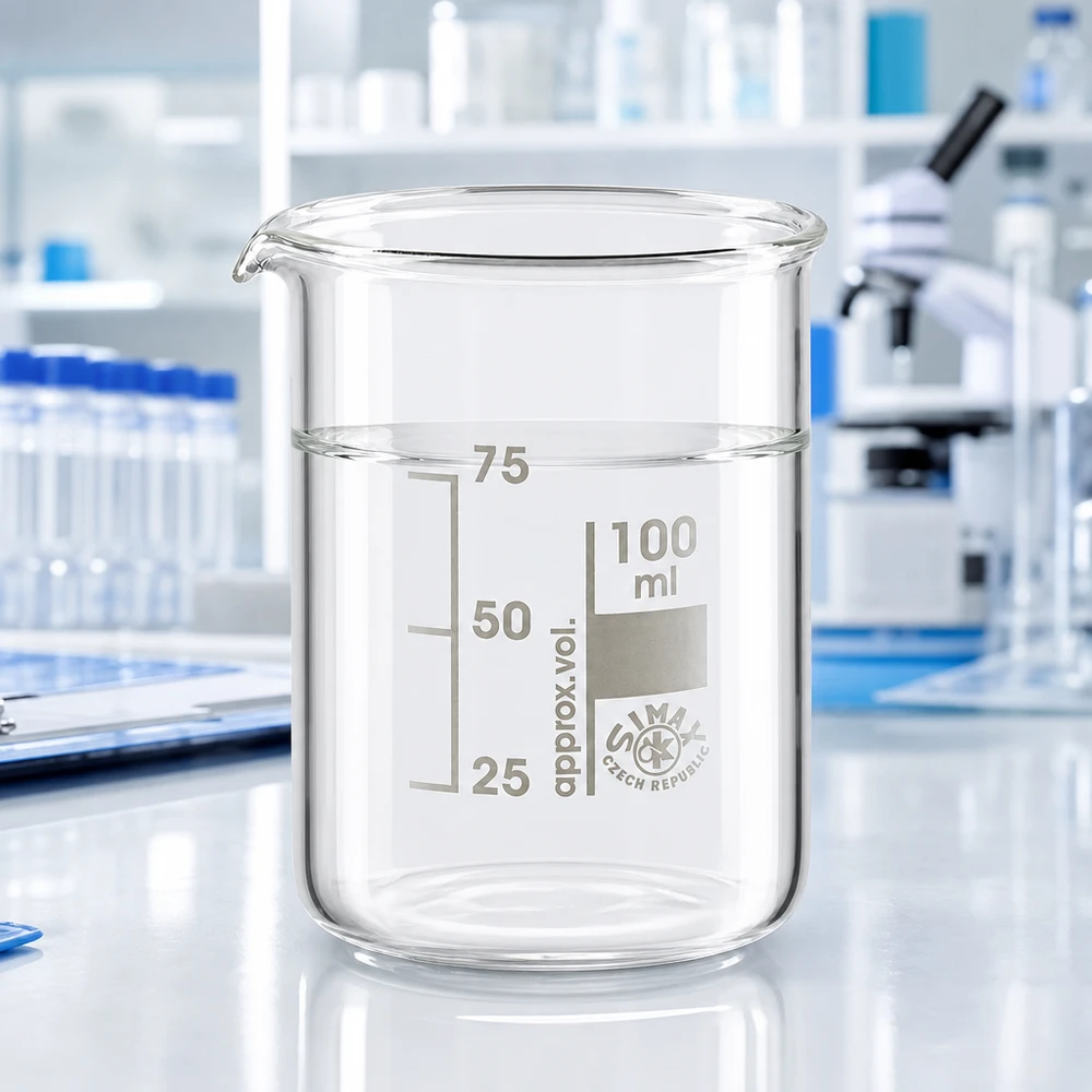 Juomalasi 100ml borosilikaattilasi, matala muoto: Beaker 100ml borosilikaattilasi, matala muoto Läpinäkyvä 100 ml:n juomalasi, valmistettu kestävästä borosilikaattilasista, jossa on tarkka tilavuusasteikko