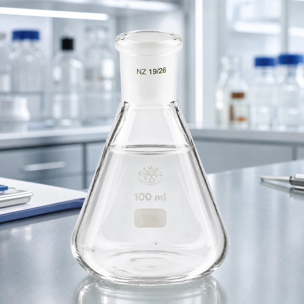 Erlenmeyer-pullo 100ml, jossa on vakiohiottu liitos (19/26).