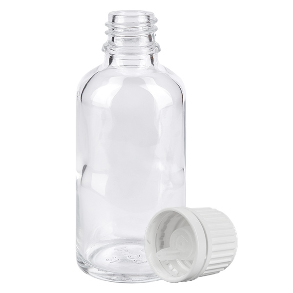 50ml tippapullo 0.7mm valkoinen tamper-evident korkki ClearLine UT18/50