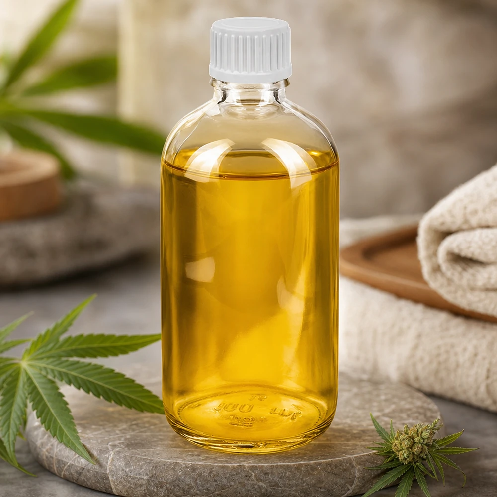 CBD-öljyn tiputuspullo, 100 ml, kirkas lasi, valkoinen kierrekorkki, 0,9 mm:n tiputusaukko, ClearLine UT18