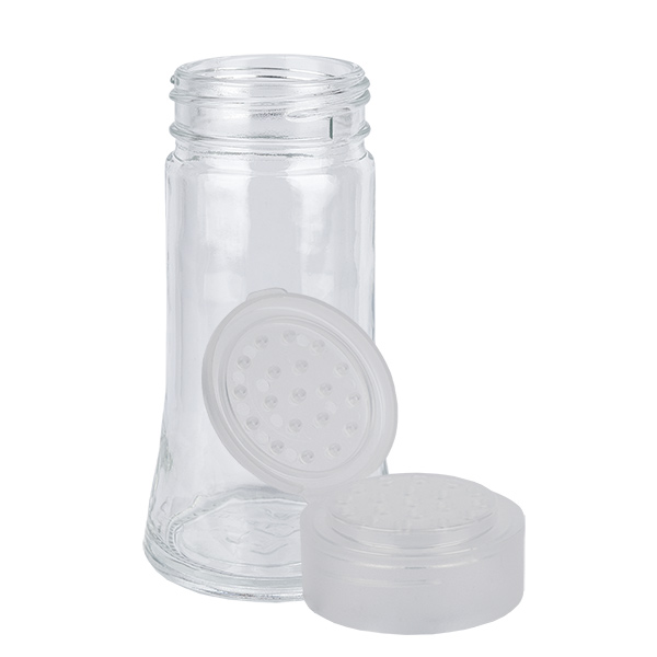 Suola-/maustepurkki 95ml, jossa on ravistin, valkoinen