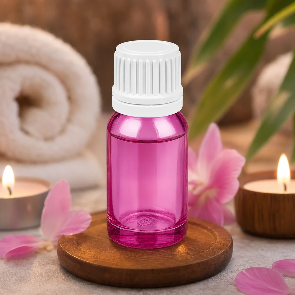 Kompakti 10 ml:n pullo, violetti, valkoinen korkki, ihanteellinen liikkuviin sovelluksiin ja matkoille.