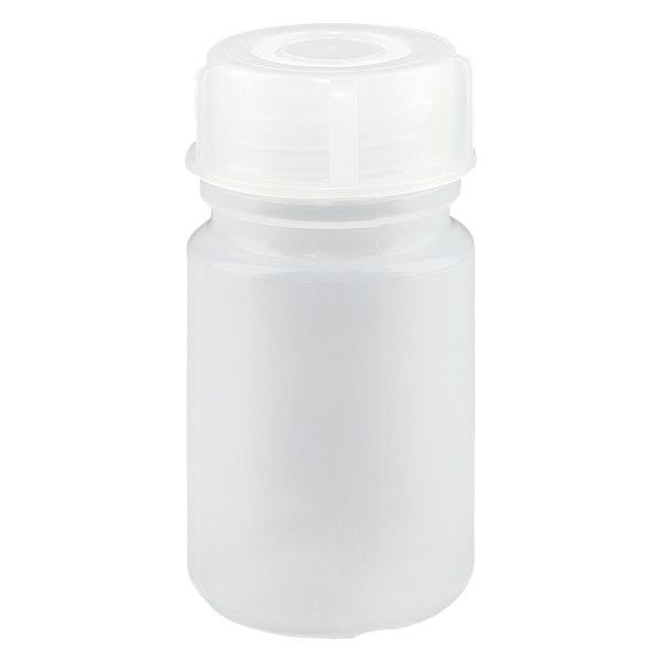 50ml laboratoriopullo leveäkaulainen pullo, jossa on kierrekorkki