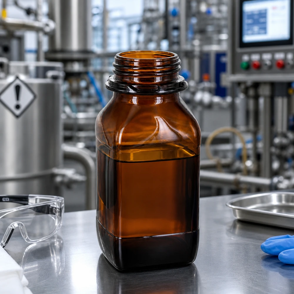 500 ml:n ruskealasi-säilytyspullo – luotettava suoja arvokkaille aineille Nelikulmainen 500ml laboratoriopullo, joka on valmistettu meripihkalasista ja jossa on käytännöllinen ruuvikierre turvallista sulkemista varten.