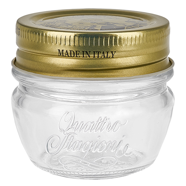 40ml "Quattro Stagioni" minipurkki, jossa on kansi. 40ml "Quattro Stagioni" minipurkki, jossa on kansi.