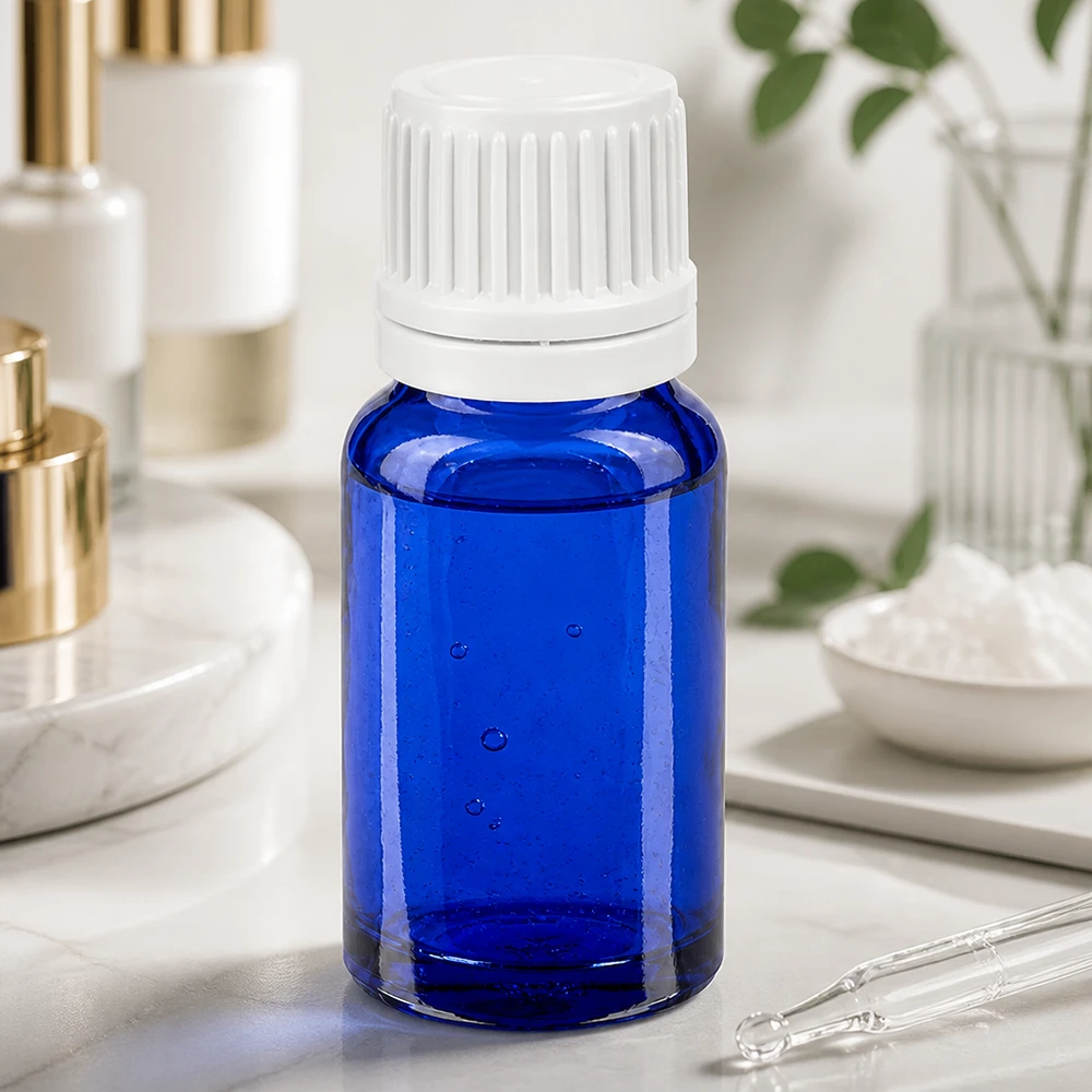10ml tippapullo 0.7mm valkoinen väärentämisen estävä sulkeminen BlueLine UT18/10 Pienikokoinen 10ml tippapullo tyylikkään sinisellä ja käytännöllisellä valkoisella kierrekorkilla varustettuna
