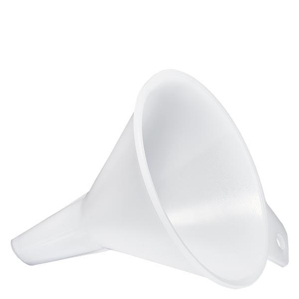 Suppilo, valmistettu PE-HD:stä. Ulosmenoaukon halkaisija 10mm. Suppilo, valmistettu PE-HD:stä. Ulosmenoaukon halkaisija 10mm.