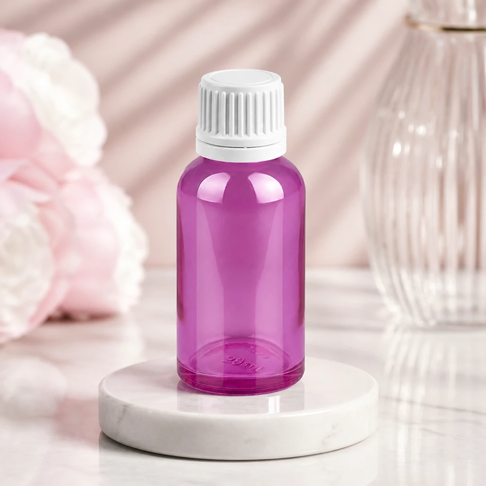30ml pullo, jossa on 11mm aukko, violetti, ihonhoitotuotteiden tarkkaan annosteluun.