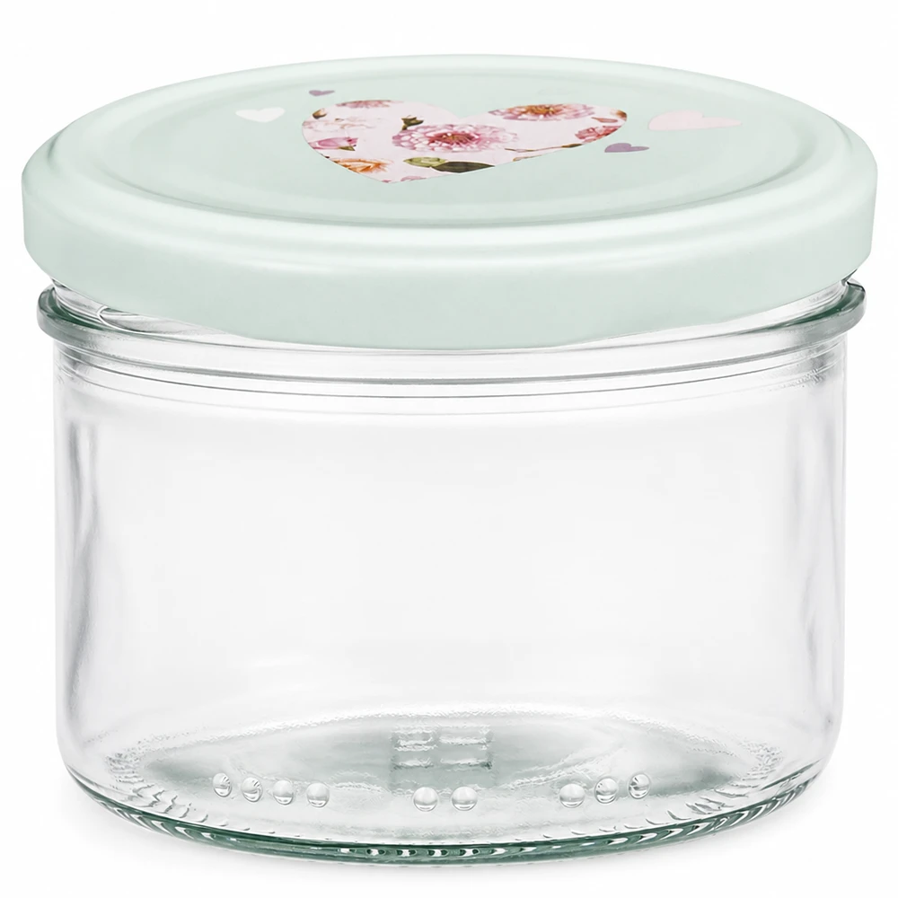 230ml sylinteripurkki + BasicSeal kansi sydän minttu 230ml Zylinderglas mit mint BasicSeal Deckel in Herzdesign für Küche und Vorratshaltung von Glas-Fabrik.de