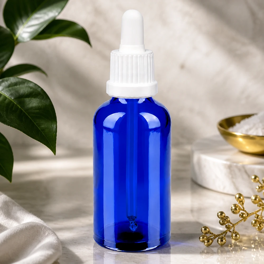 Laadukas 50 ml:n pipettipullo koboltinsininen OV BlueLine UT18/50 apteekkeihin ja laboratorioihin.