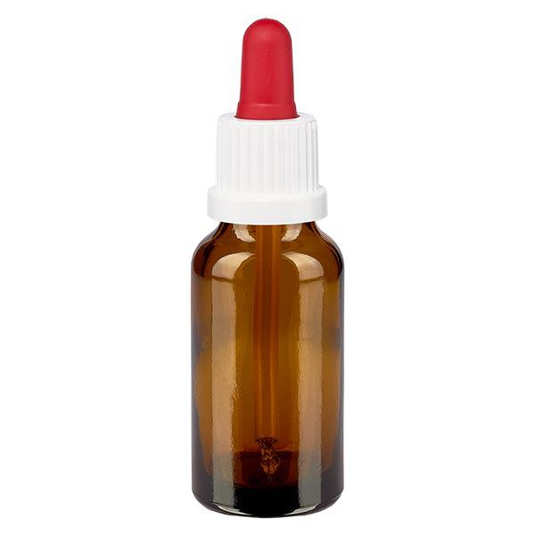 Apteekkipullo ruskea 20ml pipettipullo valkoinen/punainen väärentämisen estävä korkki Apteekkipullo ruskea 20ml pipettipullo valkoinen/punainen väärentämisen estävä korkki
