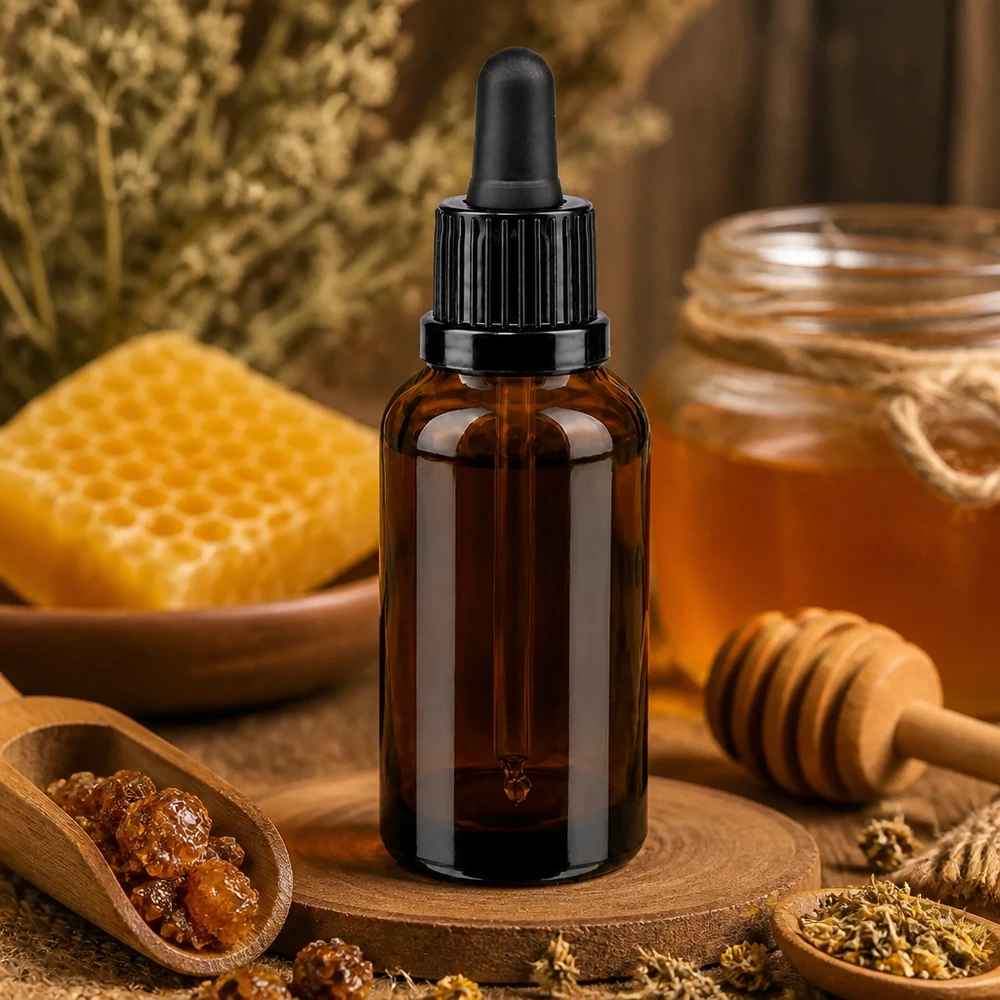 30ml pipettipullo musta OV BrownLine UT18 UV-suojatusta meripihkalasista luonnonkosmetiikkaan