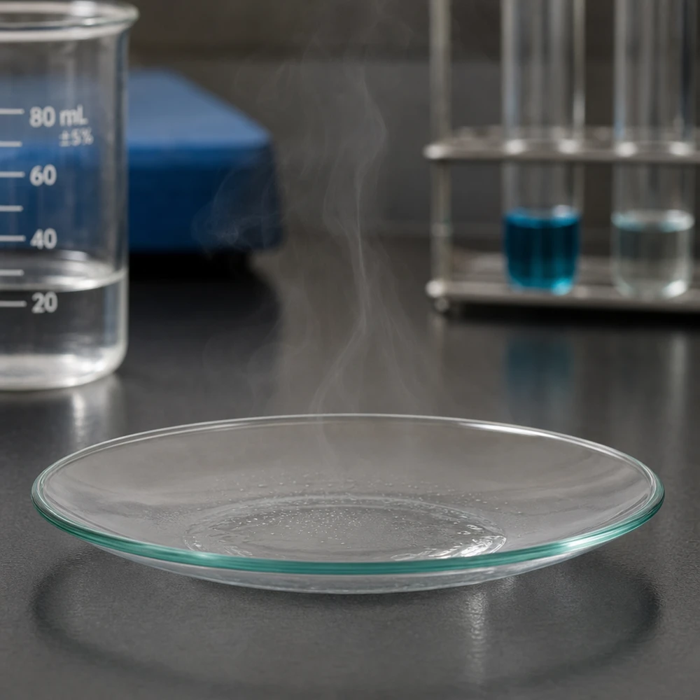 Litteä kellolasiastia 120mm läpinäkyvä ihanteellinen haihdutuskokeisiin laboratoriossa.