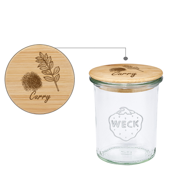 Puupäällyste "Curry" avec verre WECK 160ml Puupäällyste "Curry" avec verre WECK 160ml