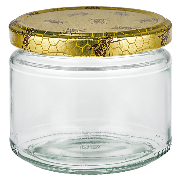 330ml pyöreä purkki + BasicSeal-kansi hunajakenno UNiTWIST