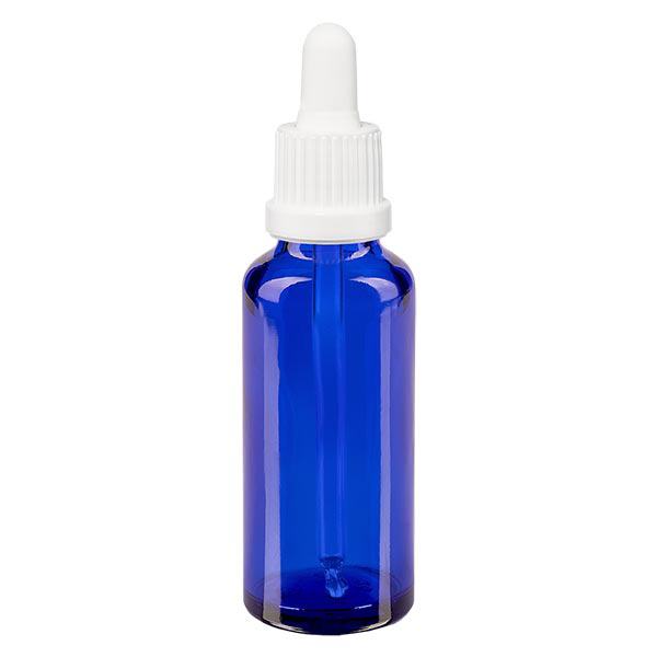 Apteekkipullo sininen 30ml pipettipullo valkoinen väärentämisen estävä suljin Apteekkipullo sininen 30ml pipettipullo valkoinen väärentämisen estävä suljin
