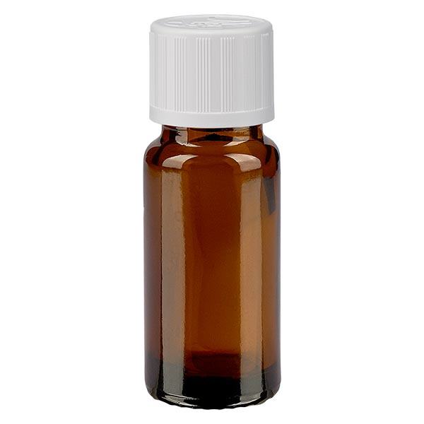 Apteekkipullo ruskea 10ml kierrekorkki valkoinen lapsiturvallinen standardi