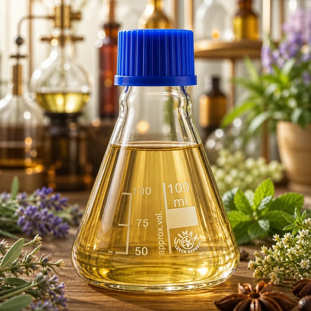 Erlenmeyer-pullo 100ml, jossa on kierrekorkki. Laadukas Erlenmeyer-pullo 100ml borosilikaattilasista, jossa on turvallinen sininen kierrekorkki.