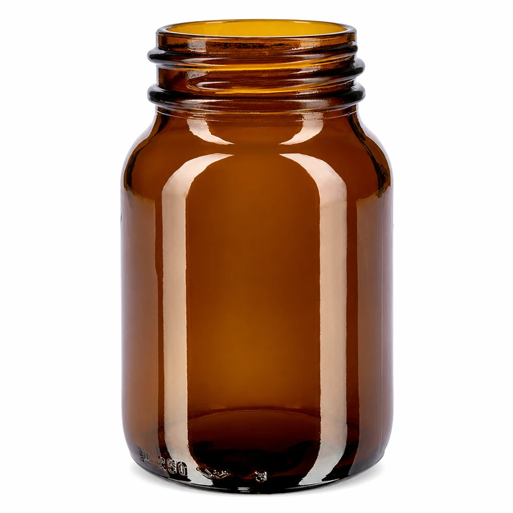 250ml meripihkalasinen leveäkaulainen pullo, jossa on suuri aukko helppoa täyttöä varten.