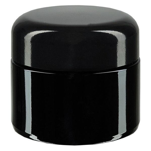 Kosmetiikkapurkki violettia lasia 50ml, musta kansi