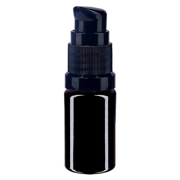 Apteekkipullo violetti 5ml pumppukorkki musta vakio. Apteekkipullo violetti 5ml pumppukorkki musta vakio.