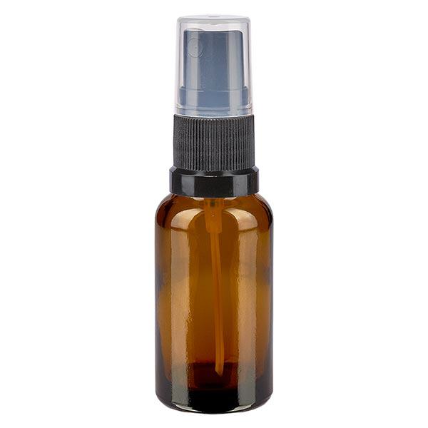 Apteekkipullo ruskea 20ml suihkepullon korkki musta Apteekkipullo ruskea 20ml suihkepullon korkki musta