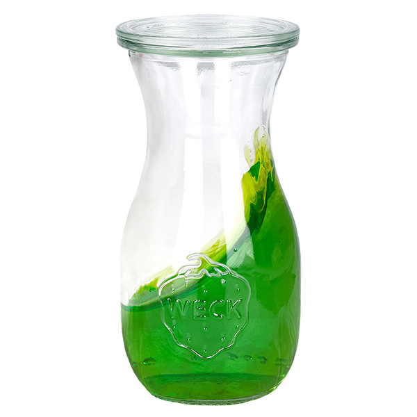 Setti 24 Weck-purkkia 290ml mehupullo, jossa on 24 lasikantta. Setti 24 Weck-purkkia 290ml mehupullo, jossa on 24 lasikantta.