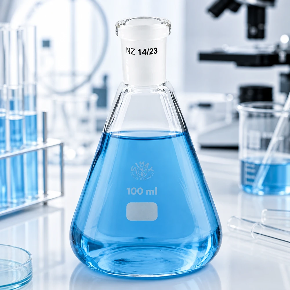 Erlenmeyer-pullo 100ml, jossa on vakiohionta (14/23).