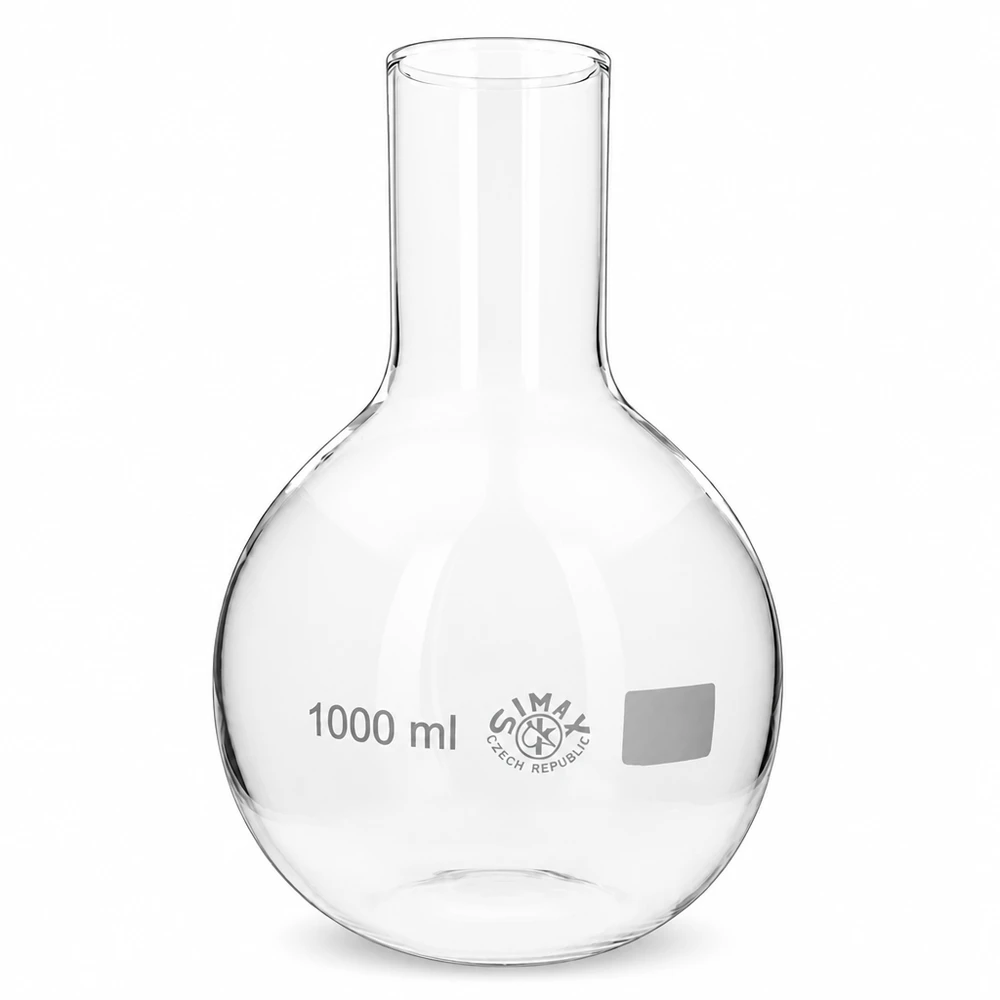 Pystypullo 1000ml leveä kaula Pyöreä pullo 1000ml, jossa on leveä kaula ja pitkä putken kaula helppoa täyttöä varten.