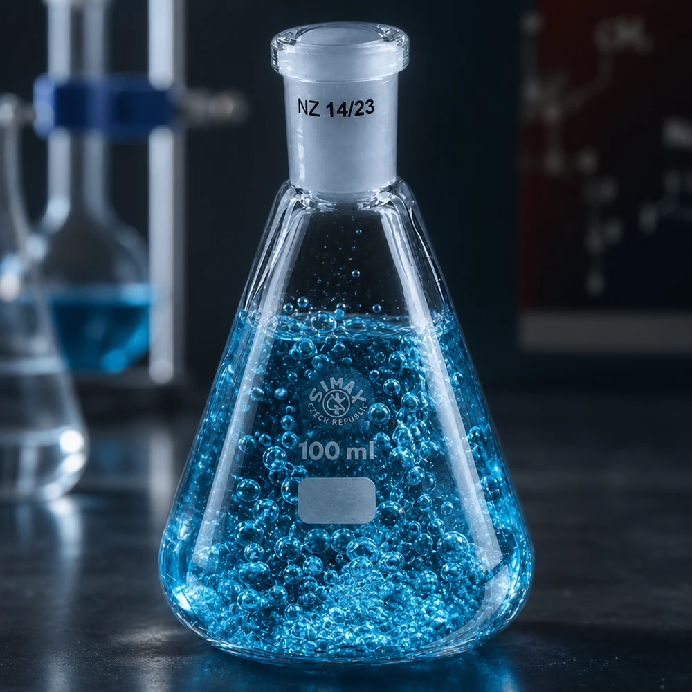 Erlenmeyer-pullo 100ml, jossa on vakiohionta (14/23).