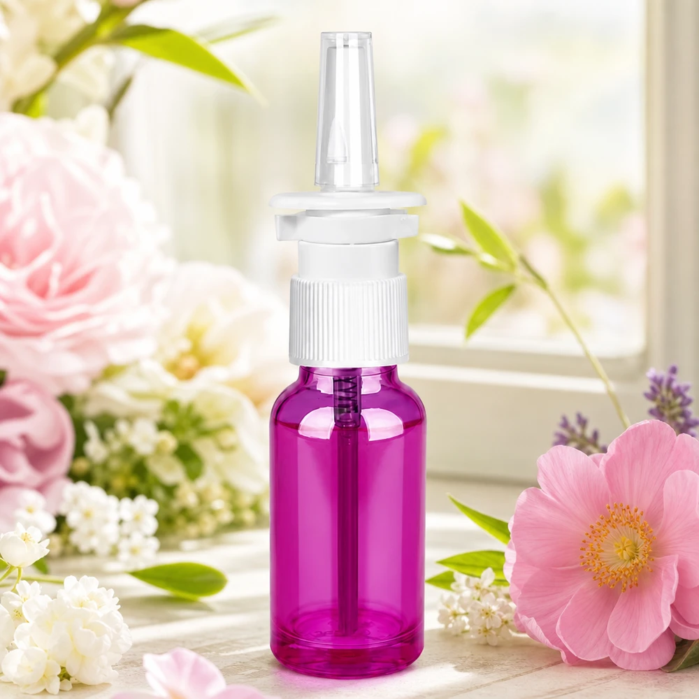 Kompakti nenäsumutepullo 20ml, jossa on UT18/20-kierre, violetti, lääkinnällisiin tarkoituksiin
