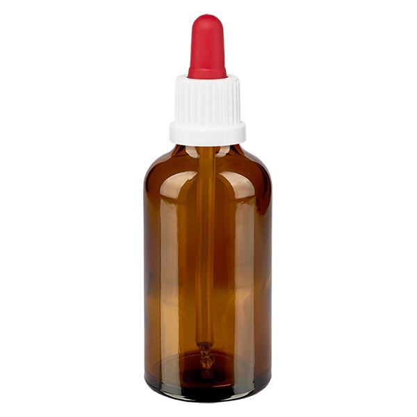 Apteekkipullo ruskea 50ml pipettipullo valkoinen/punainen väärentämisen estävä korkki Apteekkipullo ruskea 50ml pipettipullo valkoinen/punainen väärentämisen estävä korkki