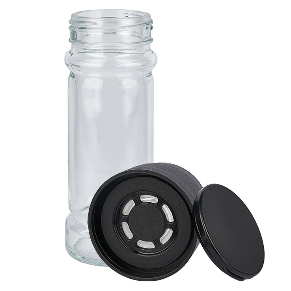 Maustepurkki, kirkas lasi, 100 ml, Mühlwerk, keraaminen, musta Maustepurkki, kirkas lasi, 100 ml, Mühlwerk, keraaminen, musta
