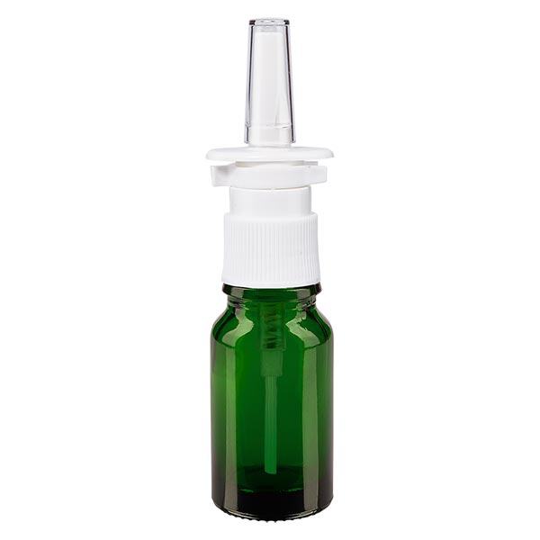 Apteekkipullo vihreä 10ml nenäsumutin valkoinen vakio. Apteekkipullo vihreä 10ml nenäsumutin valkoinen vakio.