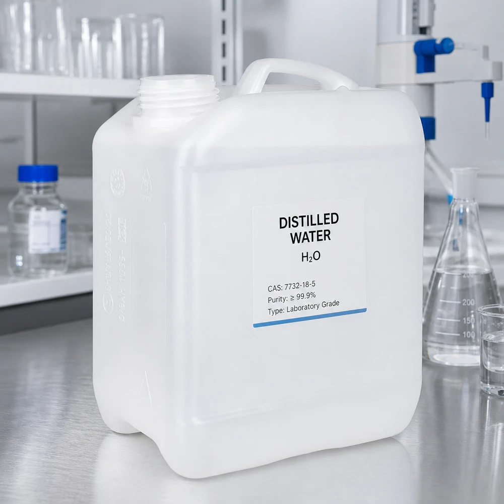 Kanisteri 2,5 litraa ilman korkkia 2,5 litran HDPE-laboratoriokanisteri tislatulle vedelle, ilman kantta, valkoinen