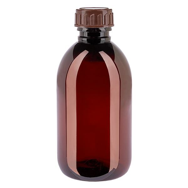 PET-pullo 250ml, jossa on ruskea korkki Standard PET-pullo 250ml, jossa on ruskea korkki Standard