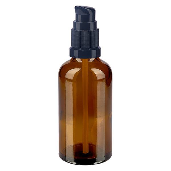Apteekkipullo ruskea 50ml pumppukorkki musta standardi Apteekkipullo ruskea 50ml pumppukorkki musta standardi