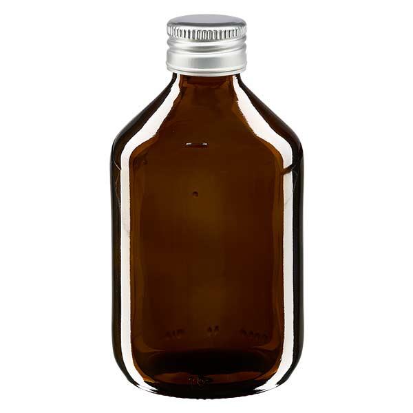 300ml lääkepullo ruskea, korkilla hopea alumiinia ApoGlas