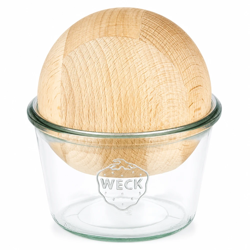 370ml juomalasit WECK RR100 puupallolla pyökki WECK tumbling-purkki 370ml RR100 pyökkipuupallokannella läpinäkyvä lasinen säilöntäpurkki