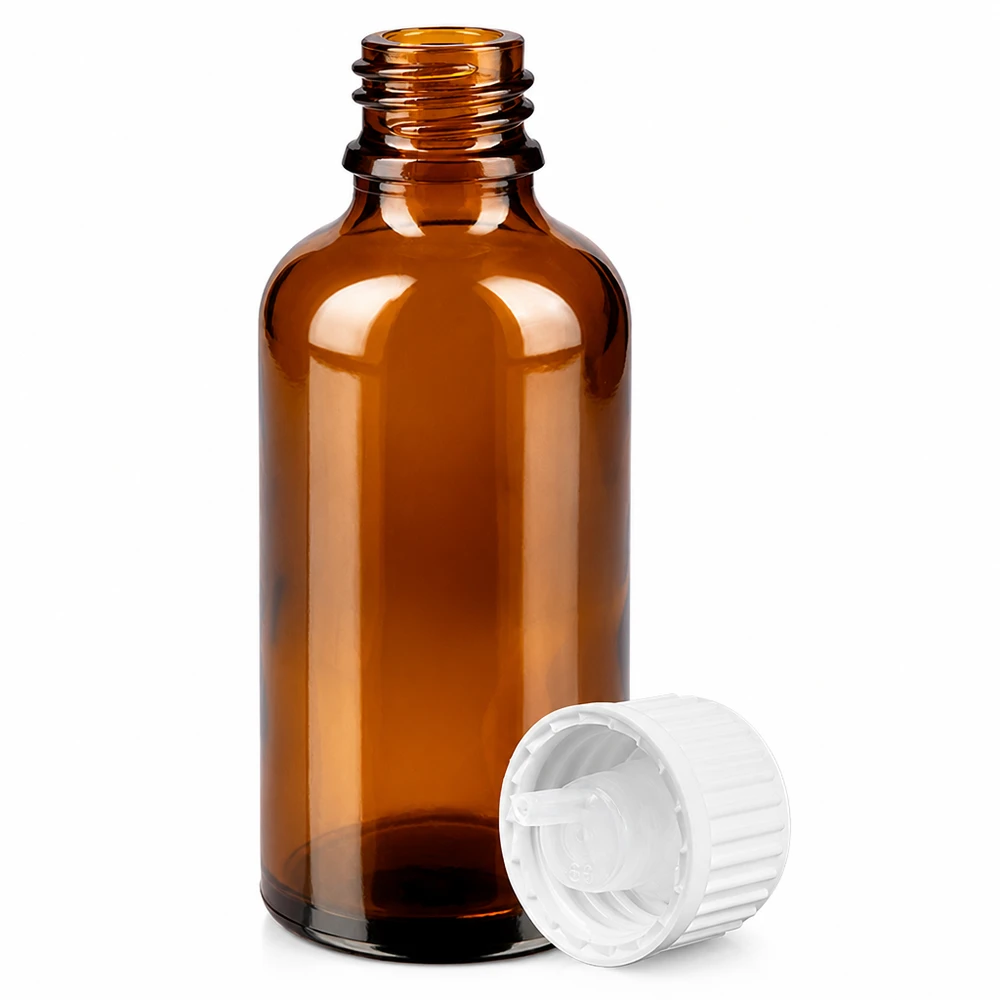 50ml tippapullo 0.9mm valkoinen vakiokorkki BrownLine UT18/50 50ml BrownLine tippapullo meripihkalasista, jossa on valkoinen vakiokorkki apteekkeihin ja laboratorioihin.