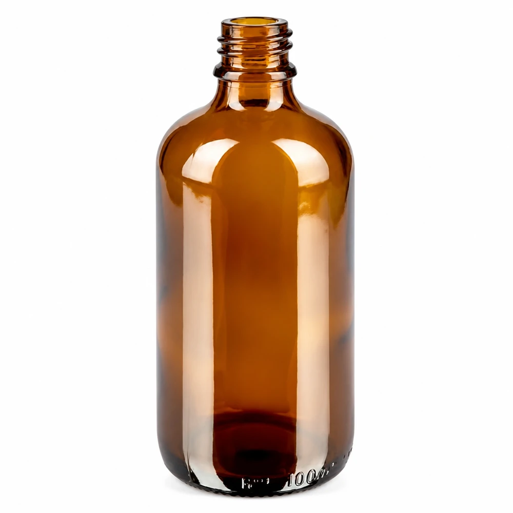 Ruskea apteekkipullo 100ml, jossa on tarkka 2 mm:n tiputuslaite nesteiden annosteluun.