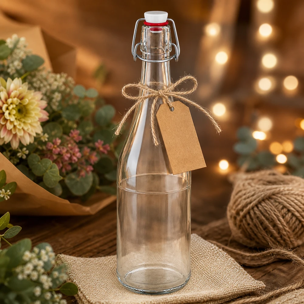 750ml lasipullo swing top PVC UNiTWIST lahjapakkaus käsityöpaperi riipus maalaismainen sisustus