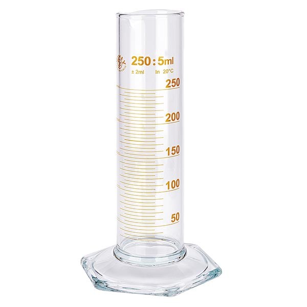 250ml mittasylinteri NF lasista, ruskea asteikko 250ml mittasylinteri NF lasista, ruskea asteikko