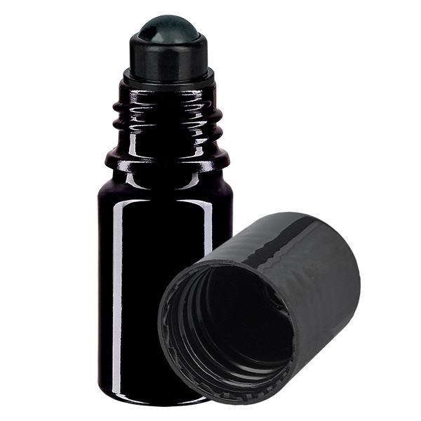 Apteekkipullo violetti 5ml roll-on korkki musta Apteekkipullo violetti 5ml roll-on korkki musta