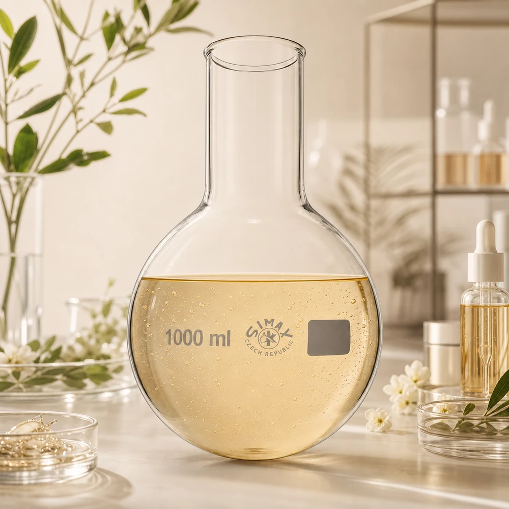 Pyöreäpohjainen pullo 1000ml leveä kaula Lasi pyöreäpohjainen 1000ml pullo, jossa on leveä kaula ja laadukas Simax-logo ammattimaisiin laboratoriovarusteisiin.
