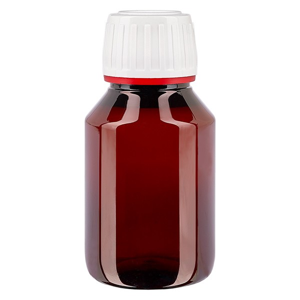 PET-pullo 50ml, jossa on valkoinen/punainen korkki, jossa on väärentämisen estävä korkki. PET-pullo 50ml, jossa on valkoinen/punainen korkki, jossa on väärentämisen estävä korkki.