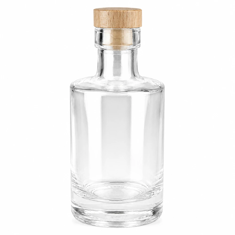 200ml lasipullo Marie, jossa puukahvainen korkki UNiTWIST - kirkas lasi, puukorkki, tyhjä