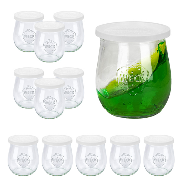 12 Weck-purkin 220ml tulppaanipurkkisarja, jossa on 12 klemmarikantta. 12 Weck-purkin 220ml tulppaanipurkkisarja, jossa on 12 klemmarikantta.
