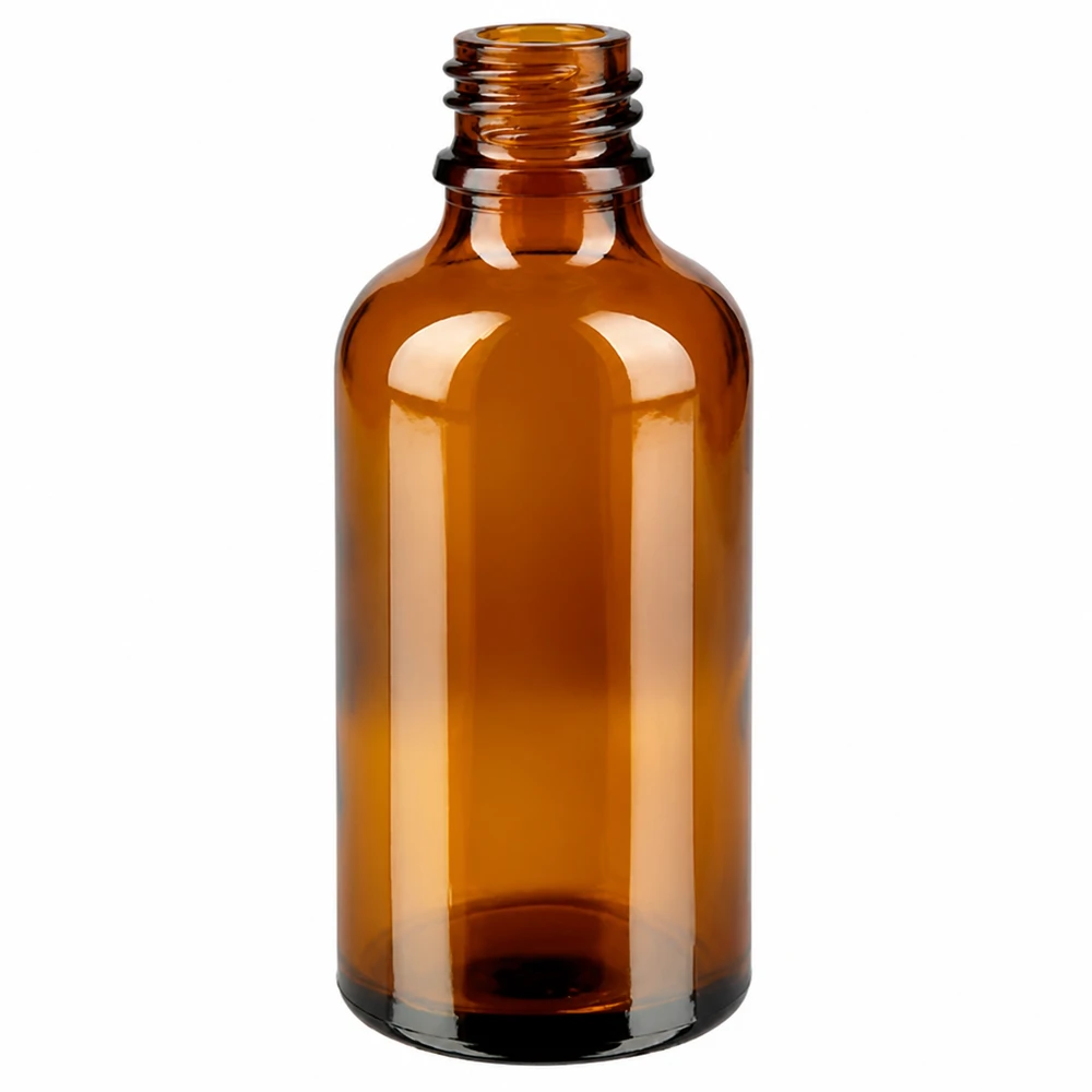50ml meripihkanvärinen lasipullo, jossa on kierrekierre pipetteihin ja laboratoriosovelluksiin.